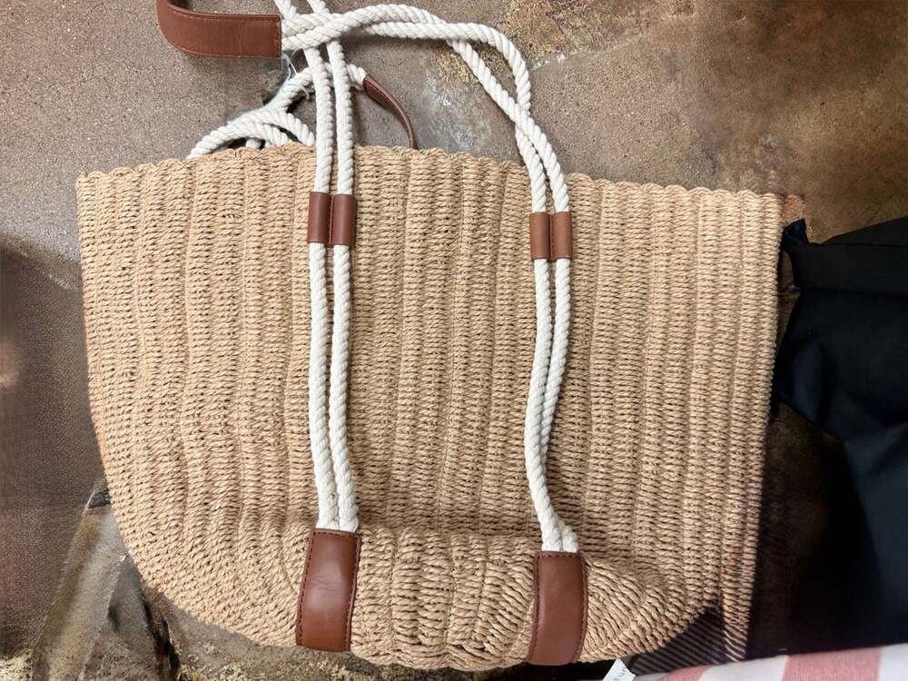 J Crew Woven Straw Market Beach Tote with Rope Handles New w/ tags